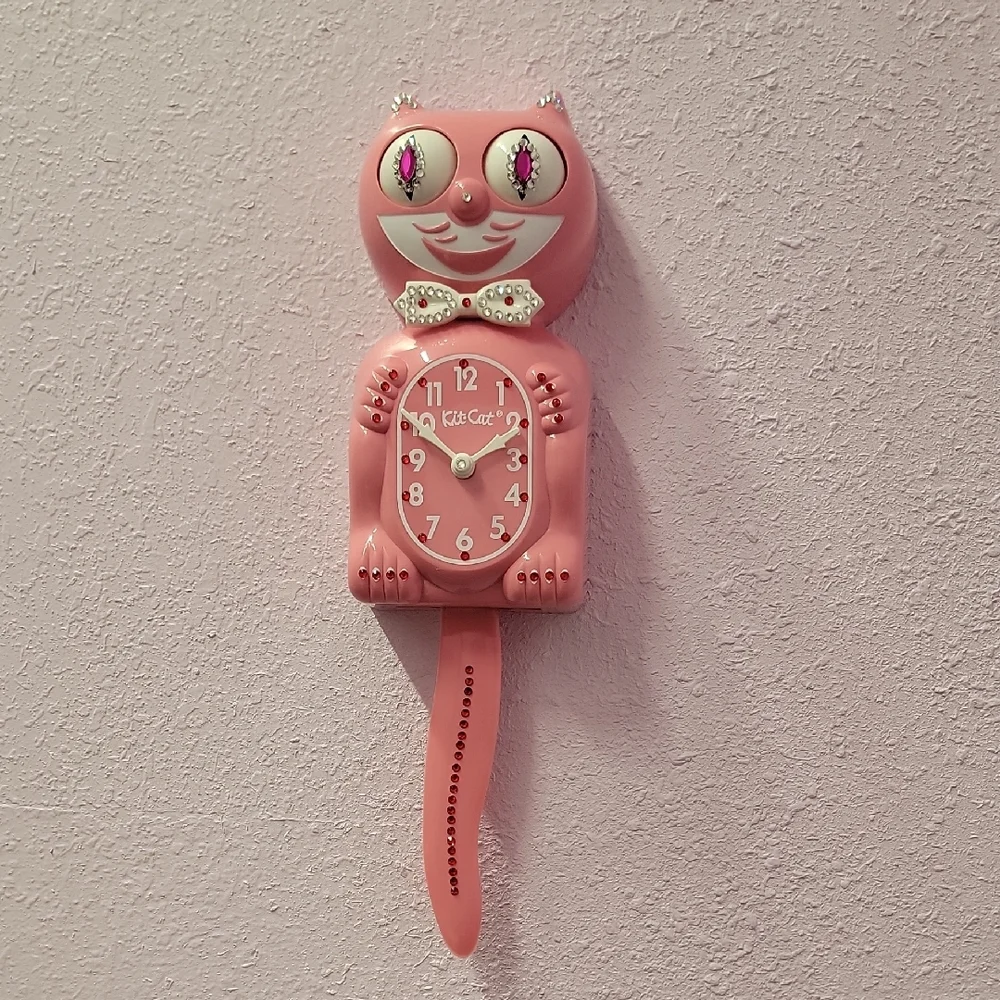 Jeweled Strawberry Ice Pink Kit-Cat Klock clock SUPER RARE - Picture 2 of 5